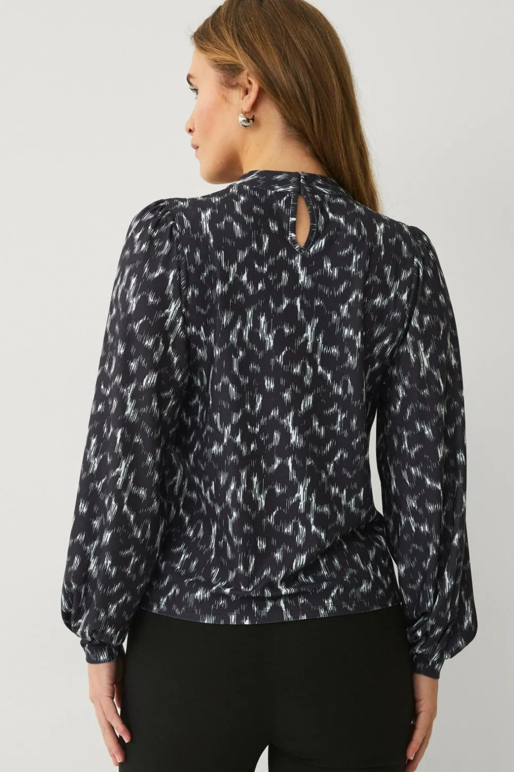 Ellos Collection Top Sort creme mønstret Outlet