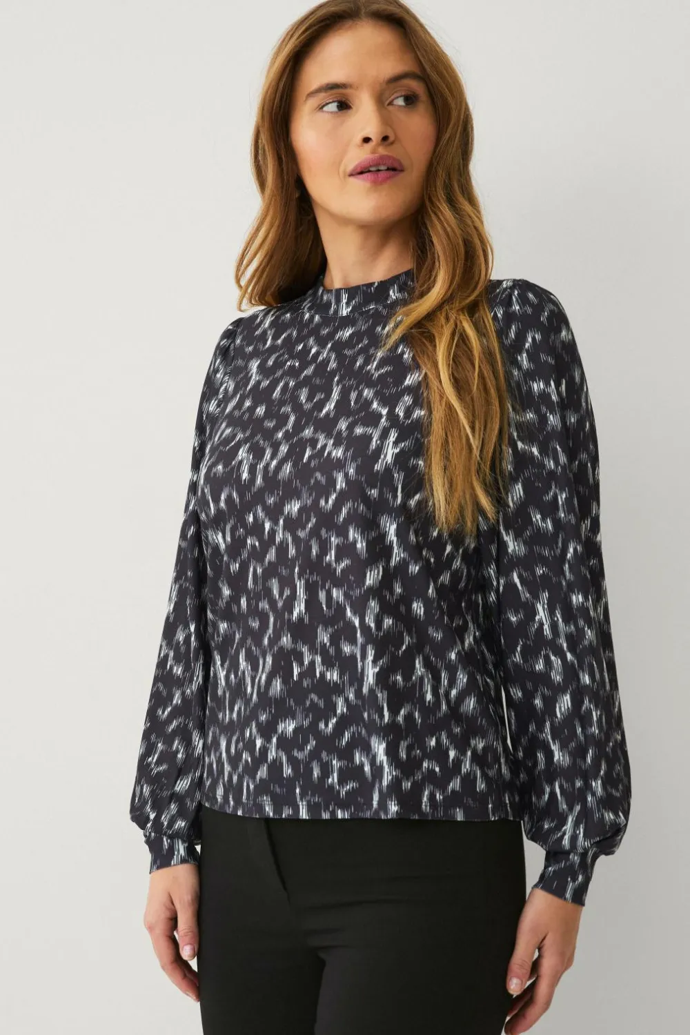 Ellos Collection Top Sort creme mønstret Outlet