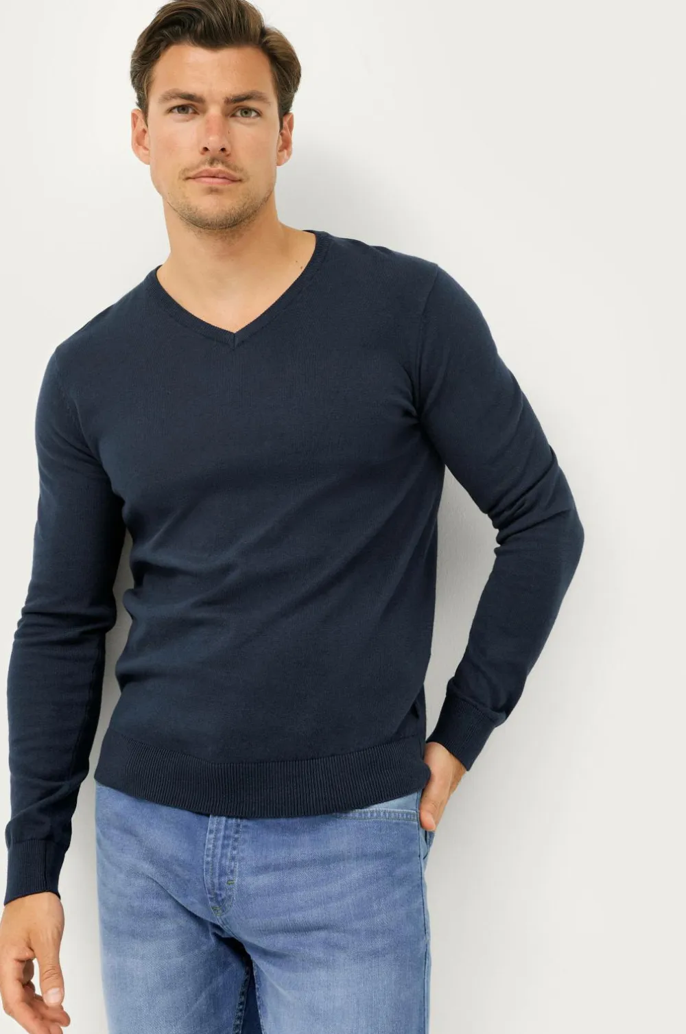 Ellos Collection Trøje med V-hals Marineblå Outlet