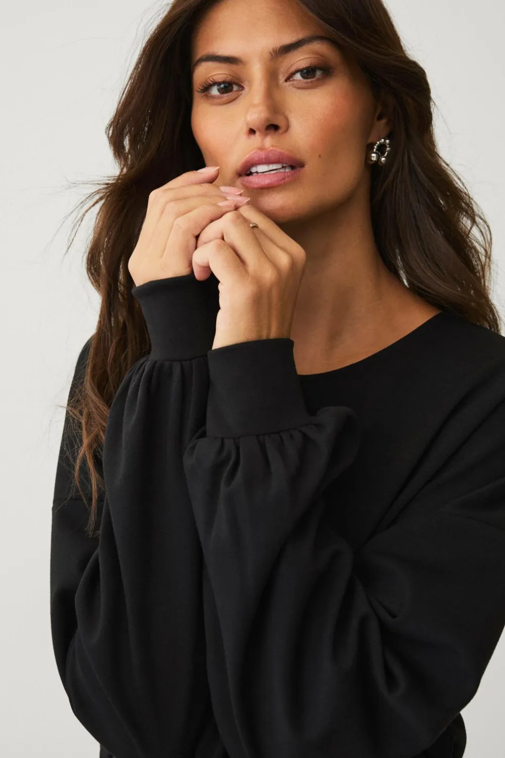 Ellos Trøjer & Cardigans>Collection Trøje med pufærmer sort