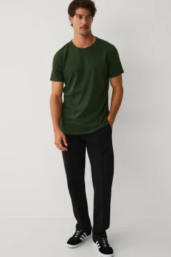 Ellos Basistøj|T-Shirts & Tanktoppe>Collection T-shirt med rund hals Mørkegrøn