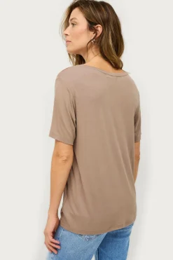 Ellos Collection T-shirt i viskosestrik Brun Online