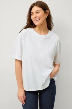 Ellos Collection T-shirt i bomuld med afslappet pasform Hvid Outlet
