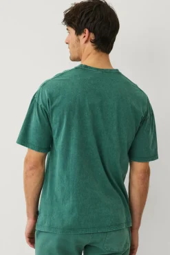 Ellos Collection T-shirt i vasket bomuld Grøn Clearance