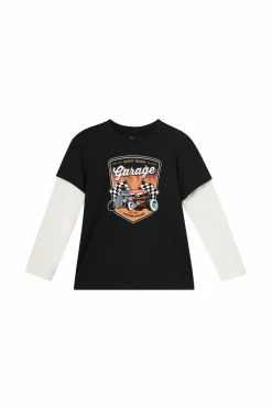 Ellos Collection T-shirt med lange imiterede ærmer sort