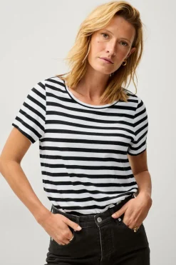 Ellos Collection T-shirt i bomuld Sortstribet Hot