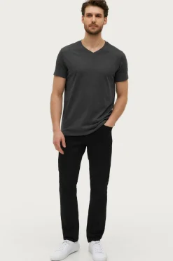 Ellos Basistøj|T-Shirts & Tanktoppe>Collection T-shirt Karl V-neck Antracitegråmelange