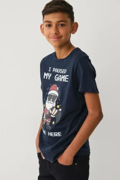 Ellos Toppe & T-Shirts>Collection T-shirt Christmas Henrik Blå