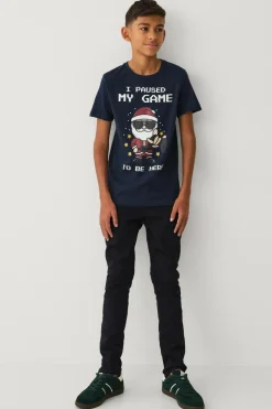 Ellos Toppe & T-Shirts>Collection T-shirt Christmas Henrik Blå