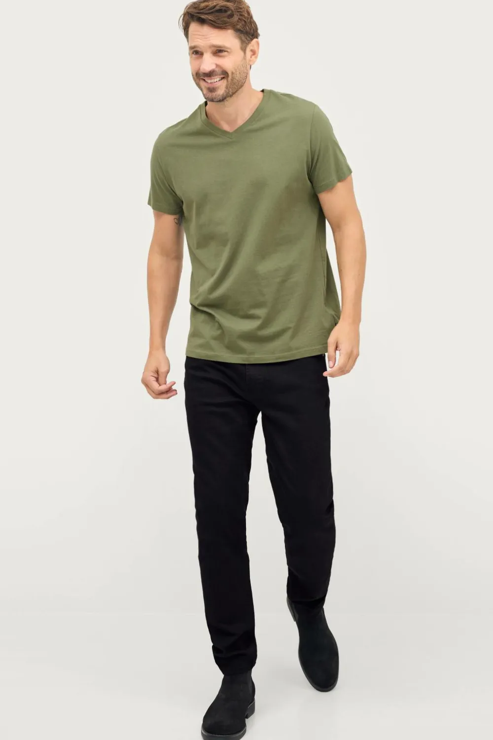 Ellos Basistøj|T-Shirts & Tanktoppe>Collection T-shirt Karl V-neck Skovgrøn