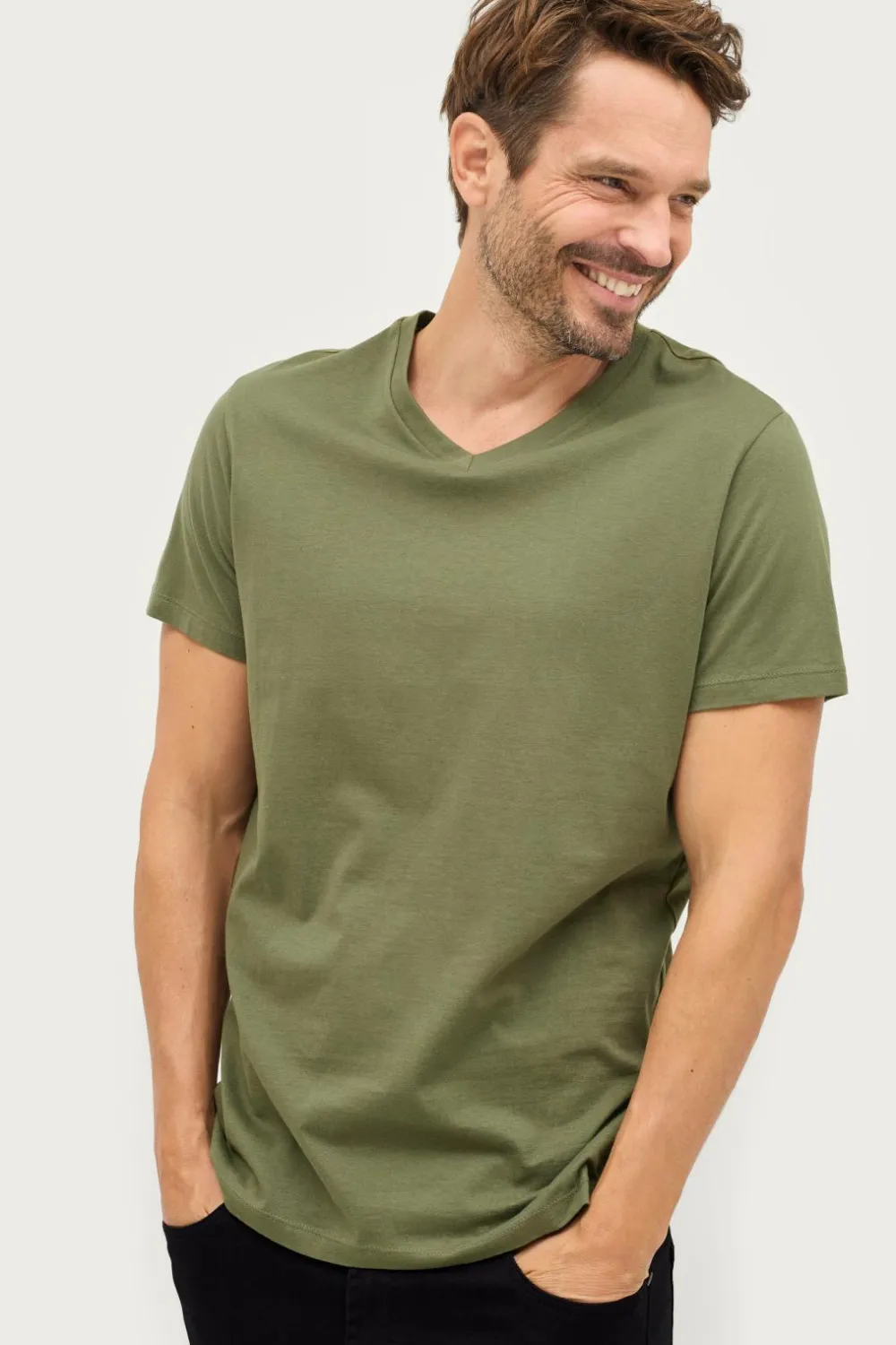 Ellos Basistøj|T-Shirts & Tanktoppe>Collection T-shirt Karl V-neck Skovgrøn
