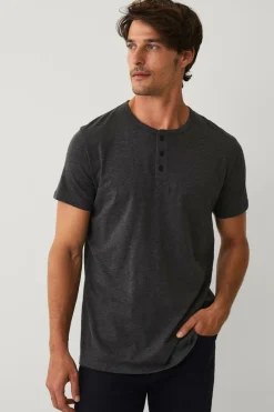 Ellos T-Shirts & Tanktoppe>Collection T-shirt med knaplukning Antracitmelange