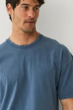Ellos Collection T-shirt i vasket bomuld Gråblå Sale