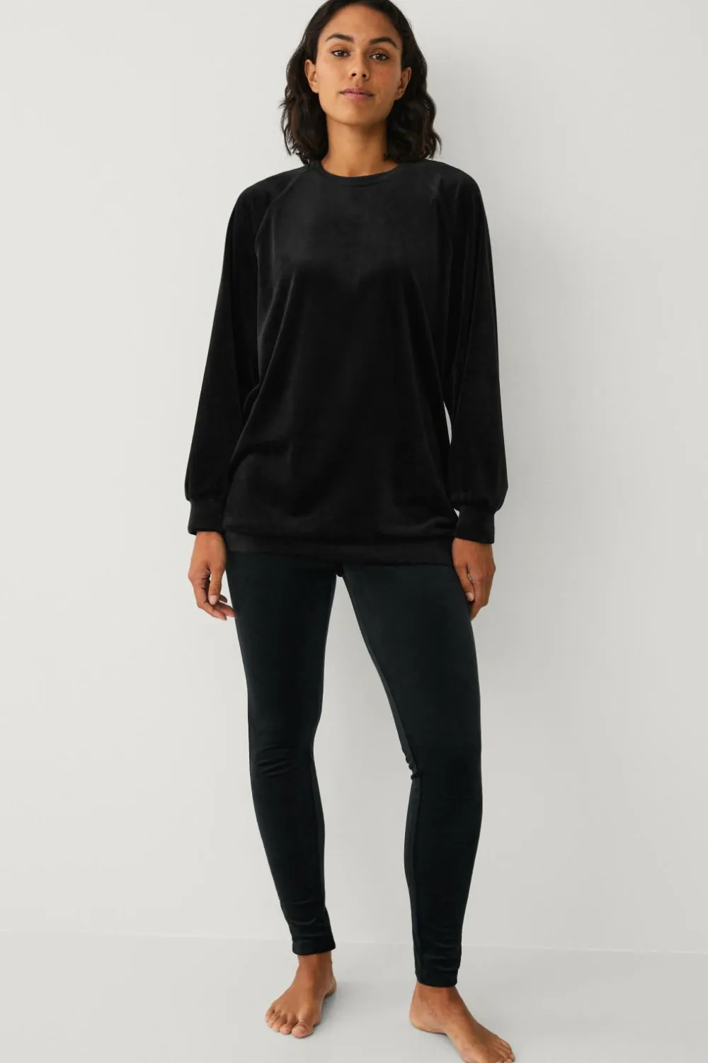 Ellos Loungewear & Homewear|Tunikaer>Collection Tunika i velour Sort