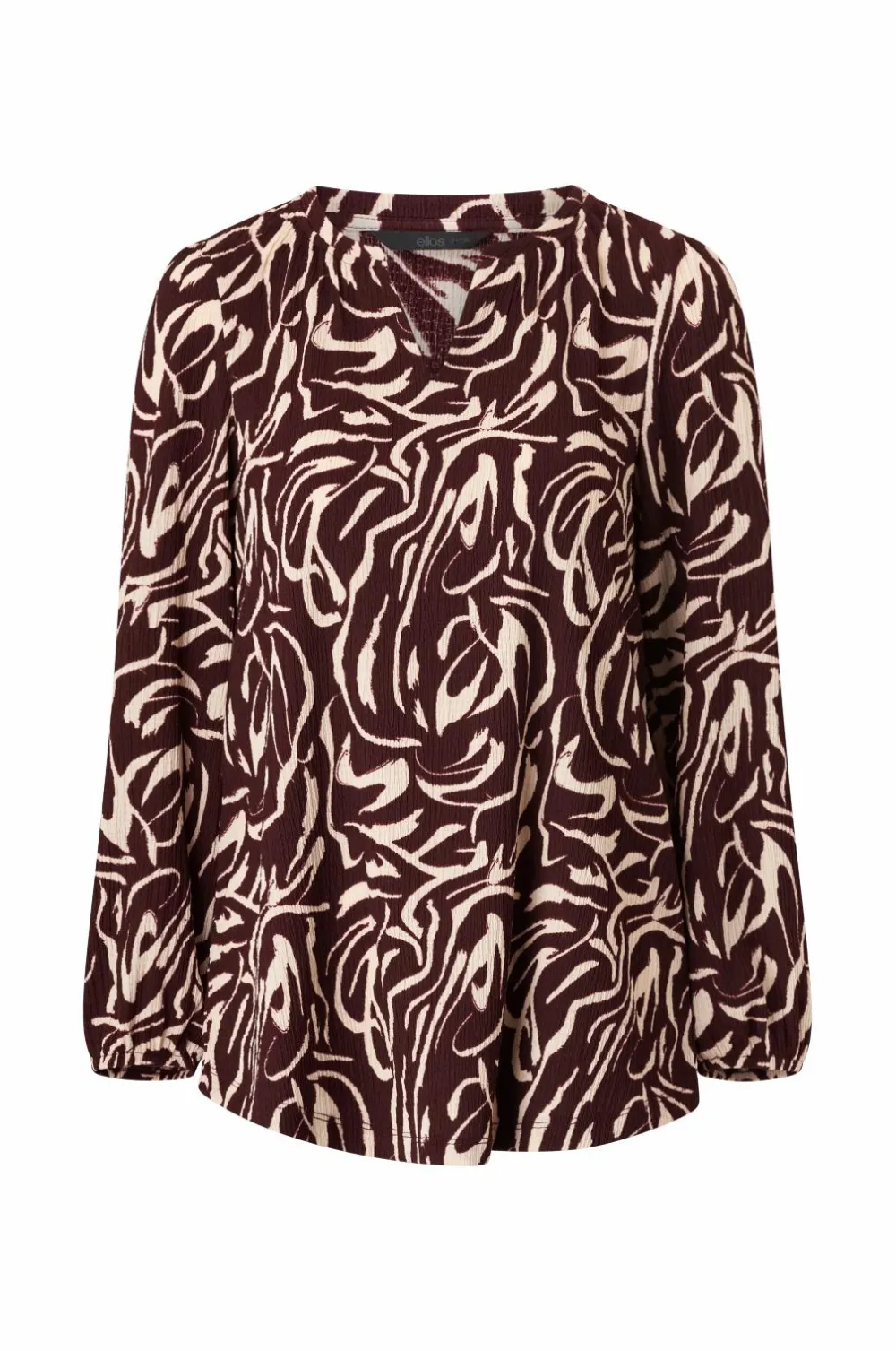 Ellos Tunikaer|Skjorter & Bluser>Collection Tunika Tilda Bordeaux cremefarvet mønstret