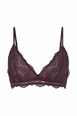 Ellos Collection Uforet bh med bøjler i blonder Lilla Discount