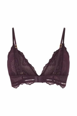 Ellos Collection Uforet bh med bøjler i blonder Lilla Discount