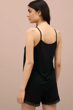 Ellos Collection Undertrøje med blondekanter Sort Sale