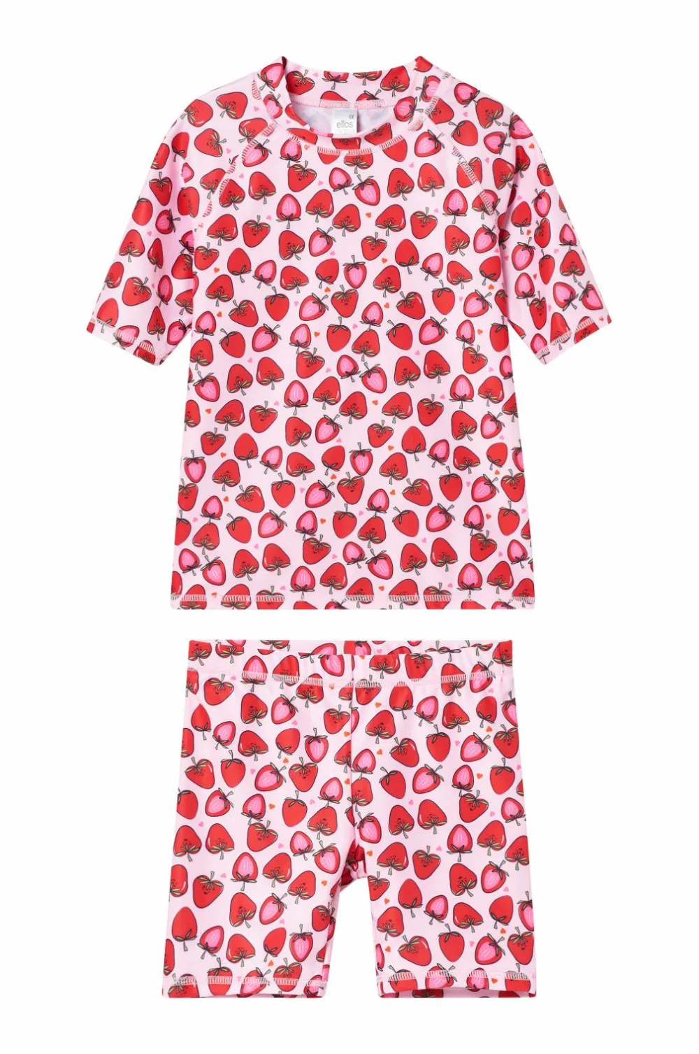 Ellos Collection UV-sæt med top og shorts Rosa/rødmønstret New