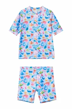 Ellos Collection UV-sæt med top og shorts Blåmønstret Sale