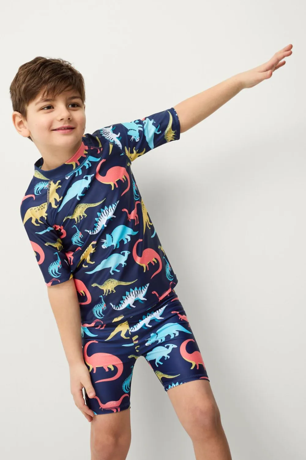 Ellos Badetøj>Collection UV-sæt med top og shorts Blå dino