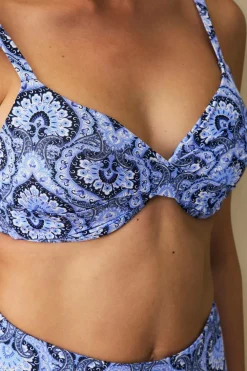 Ellos Collection Vatteret bikini-bh med bøjle Blåmønstret