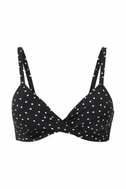 Ellos Collection Vatteret bikini-bh med bøjle Sort/hvidprikket
