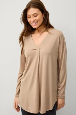 Ellos Collection V-formet tunika Beige Discount