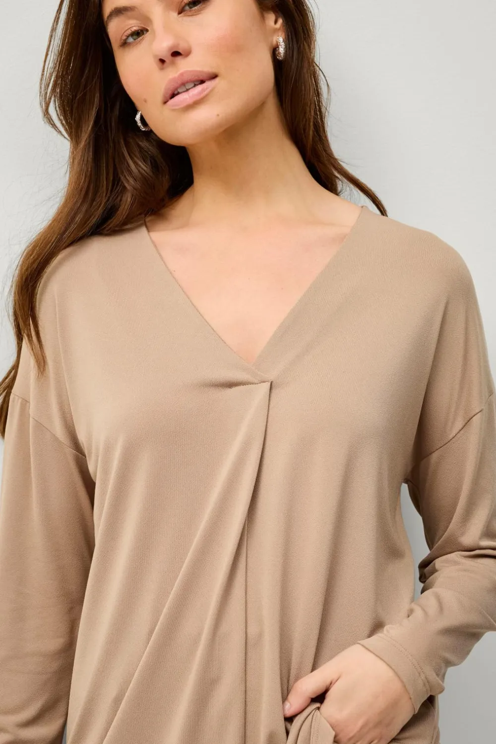 Ellos Collection V-formet tunika Beige Discount