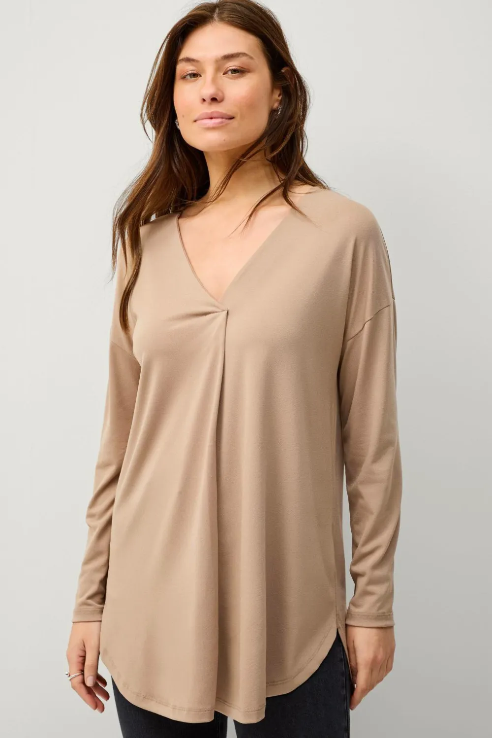 Ellos Collection V-formet tunika Beige Discount