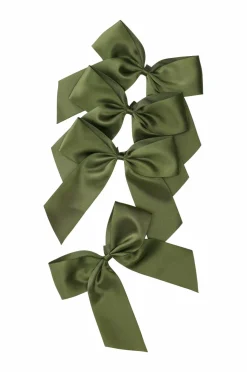Ellos Home Bånd Satin Bow 4-pak Mørkegrøn