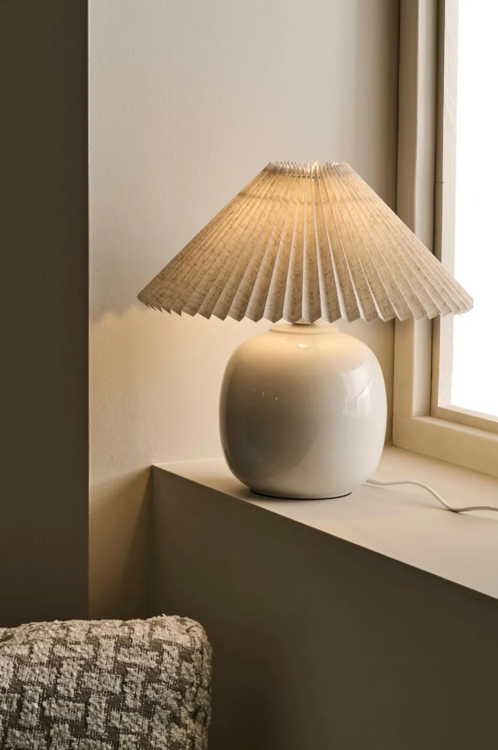 Ellos Home Bordlampe Chloé Hvid / hør Sale
