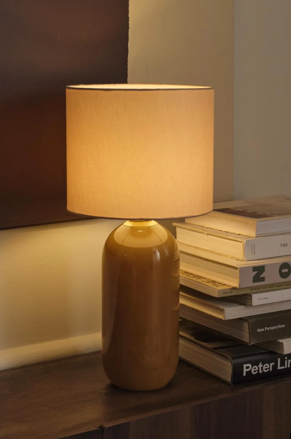 Ellos Home Bordlampe Mikela Beige/olivengrøn Online