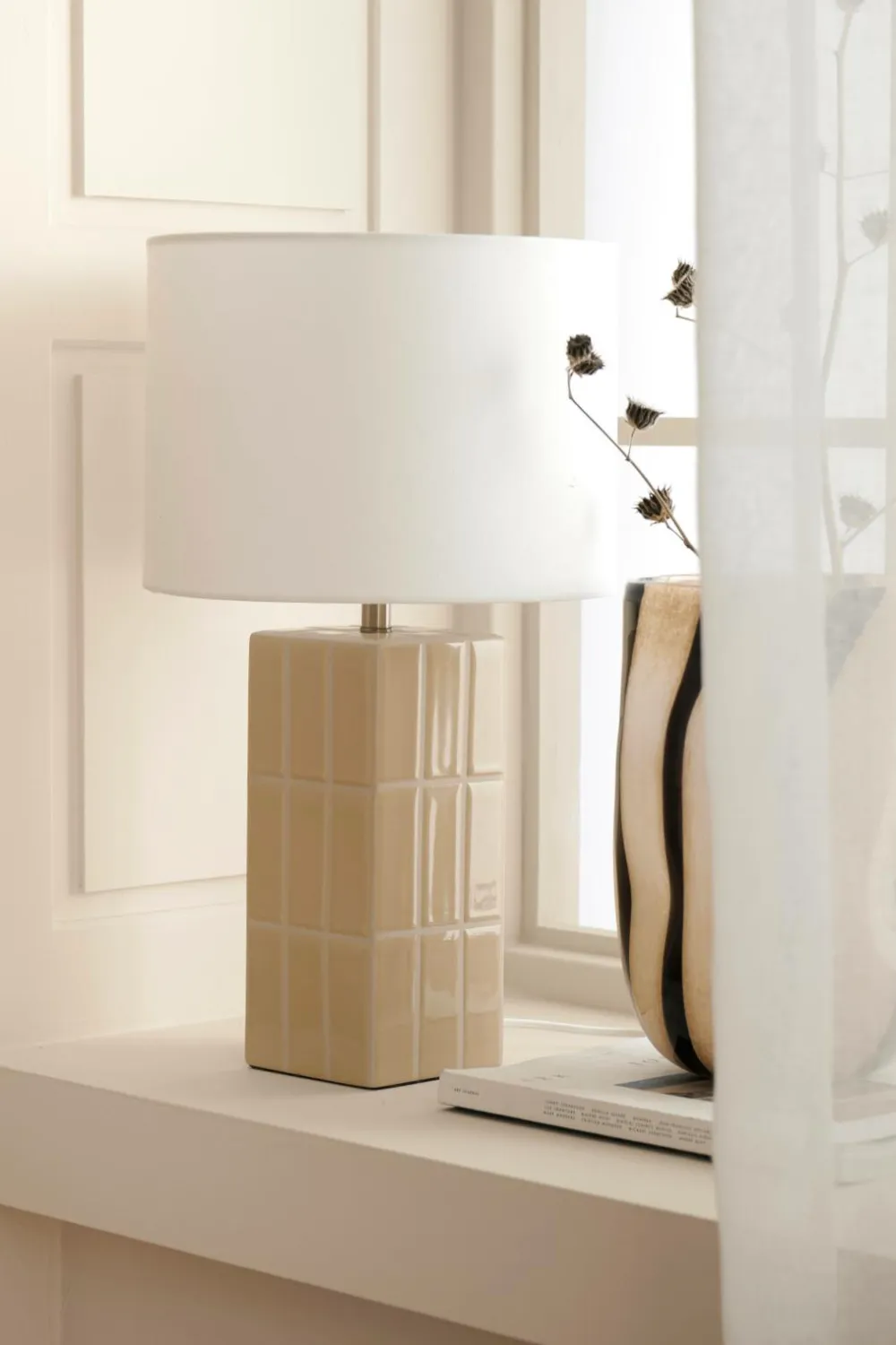 Ellos Bordlamper>Home Bordlampe Tiles Beige/hvid
