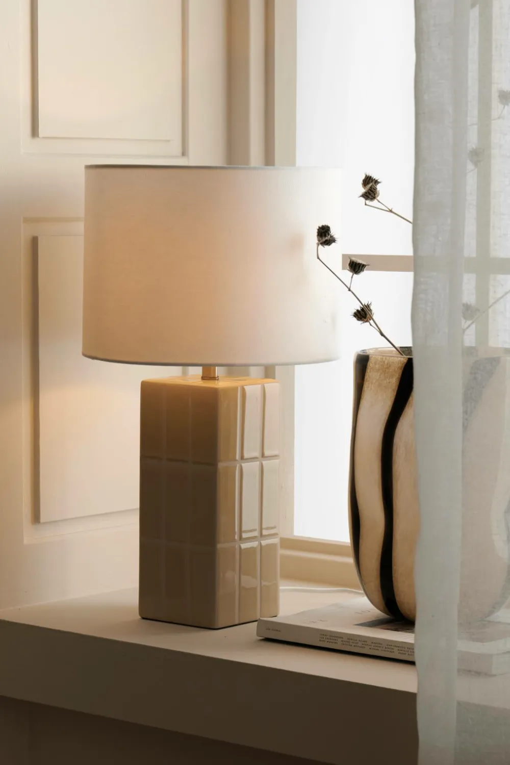 Ellos Bordlamper>Home Bordlampe Tiles Beige/hvid