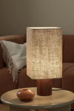 Ellos Home Bordlampe Square Hør/valnød