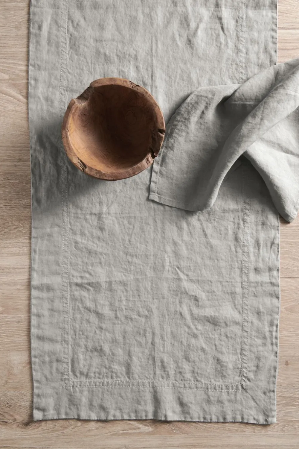 Ellos Home Bordløber Malva i 100% hør Lærredsbeige Discount