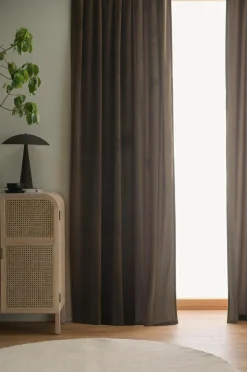 Ellos Home Gardinlængde med multibånd Nora i velour, 2-pak Brun New