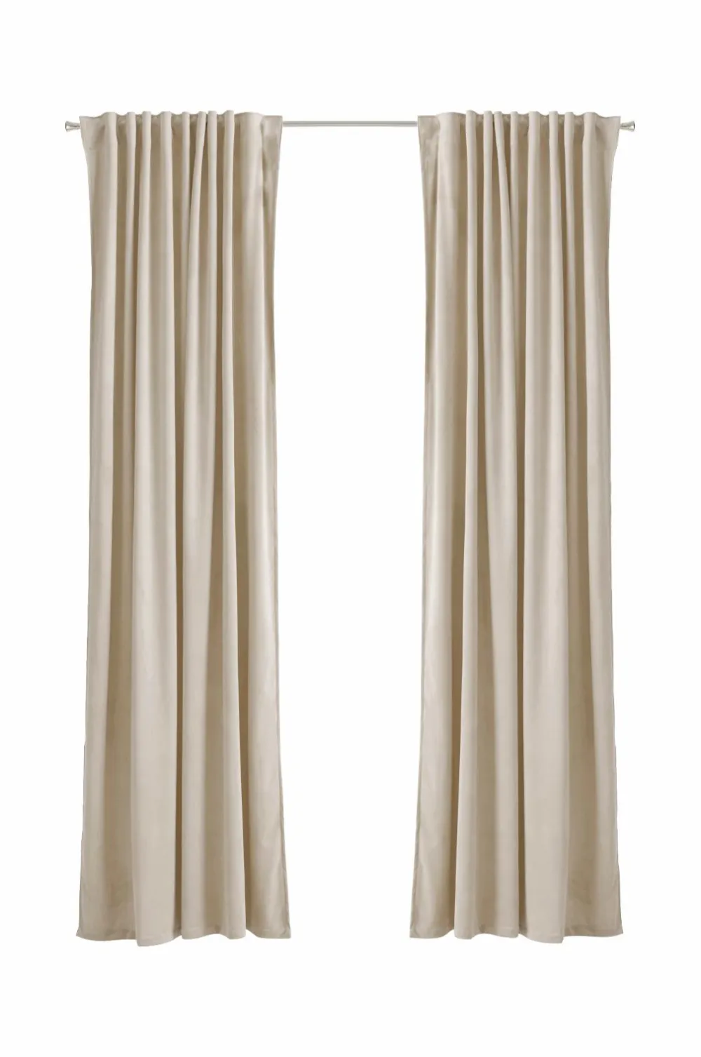 Ellos Home Gardinlængde med multibånd Nora i velour, 2-pak BEIGE Best