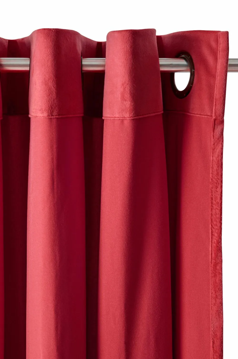 Ellos Home Gardinlængde med sejlringe Nora i velour, 2-pak Rød Discount