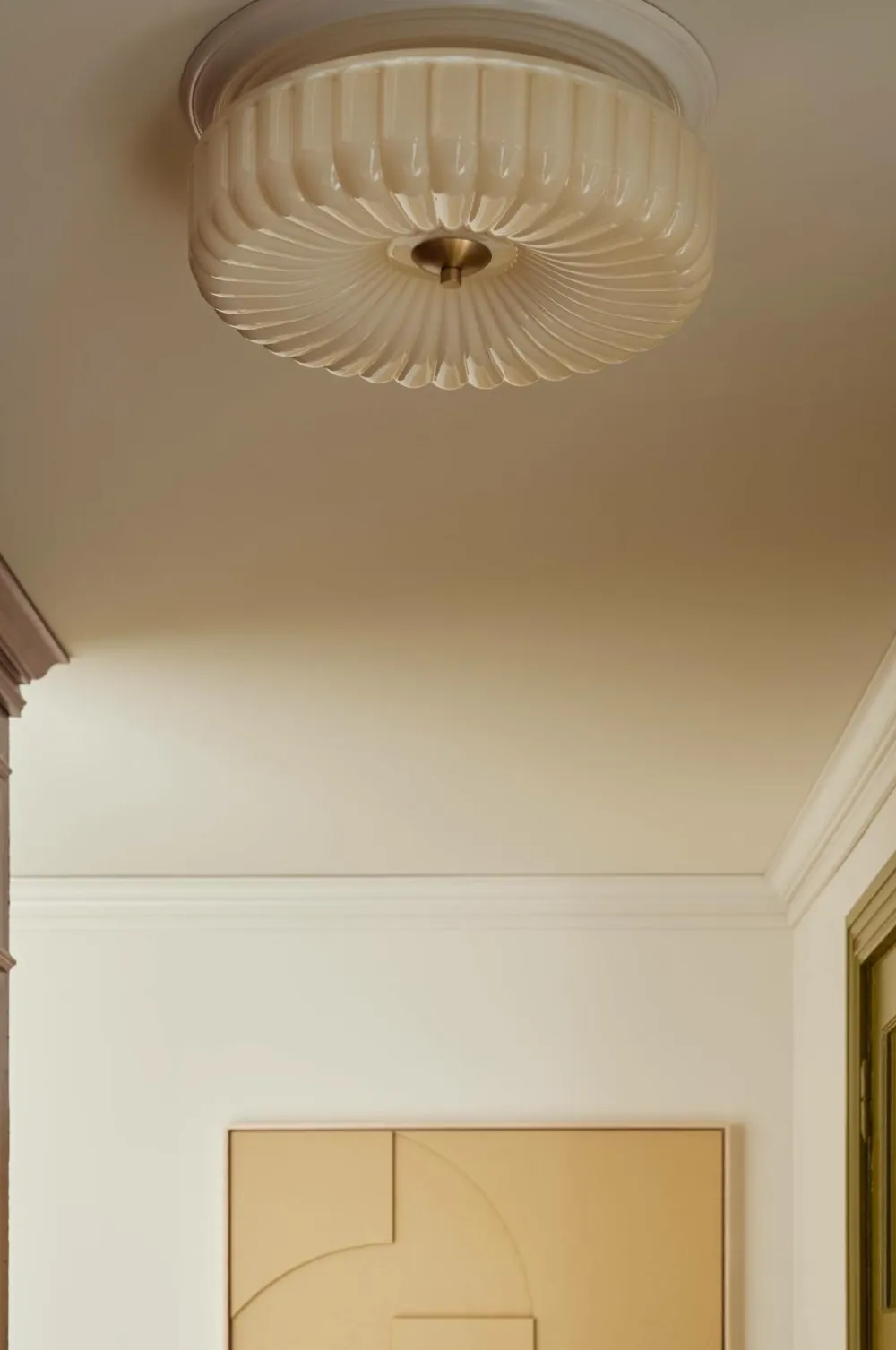 Ellos Home Loftplafond Bloom Painting shiny beige glass+antique gold iron Outlet