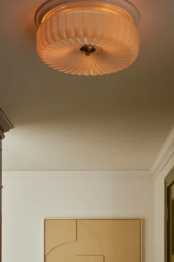 Ellos Home Loftplafond Bloom Painting shiny beige glass+antique gold iron Outlet