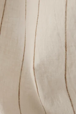 Ellos Home Multibåndsgardin Elly Thin Stripe Wide Pleatingtape i genanvendt halvlinned ekstra bred 1-pak Bronzebrun Discount