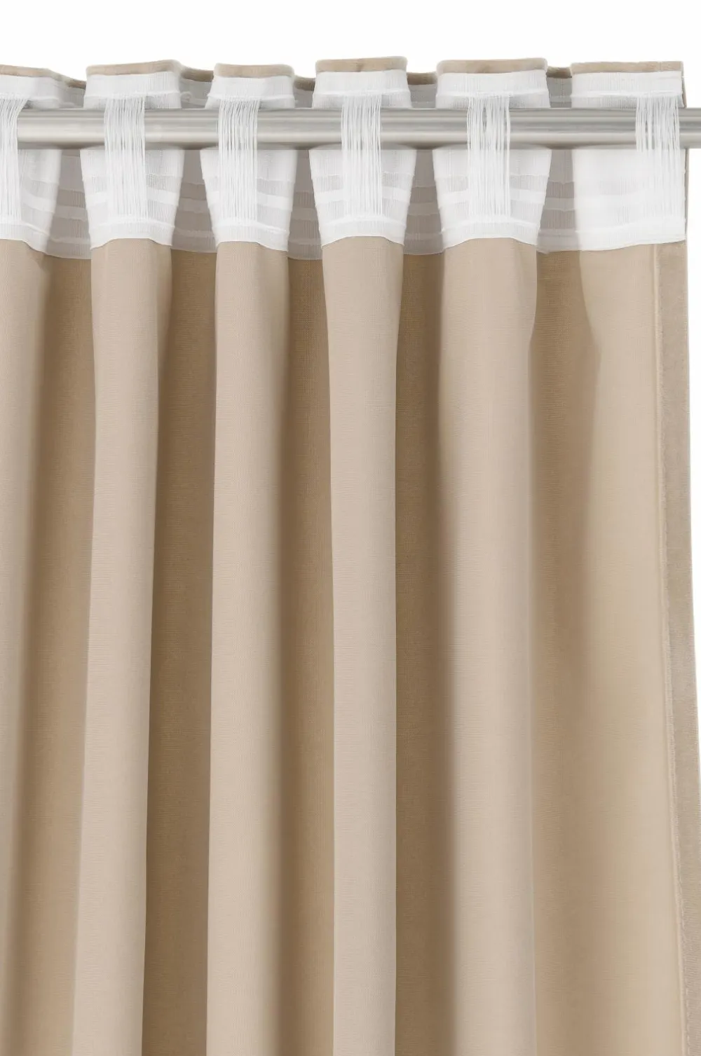 Ellos Velourgardiner|Gardinlængder Med Rynkebånd>Home Multibåndslængd Nora dobbelt bredde, 1 stk. BEIGE
