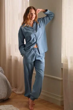 Ellos Home Natbukser Denim Lyseblå Outlet