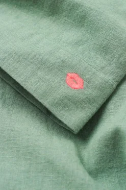 Ellos Home Natbukser Pyjama Pant Elly i genanvendt halvlinned Aquagrøn Hot
