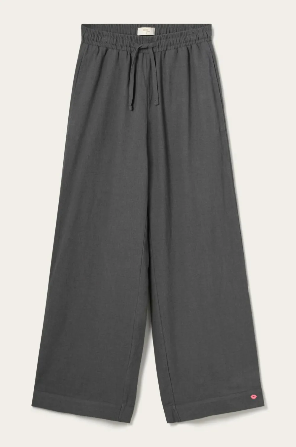 Ellos Homewear>Home Natbukser Pyjama Pant Elly i genanvendt halvlinned Åskgrå