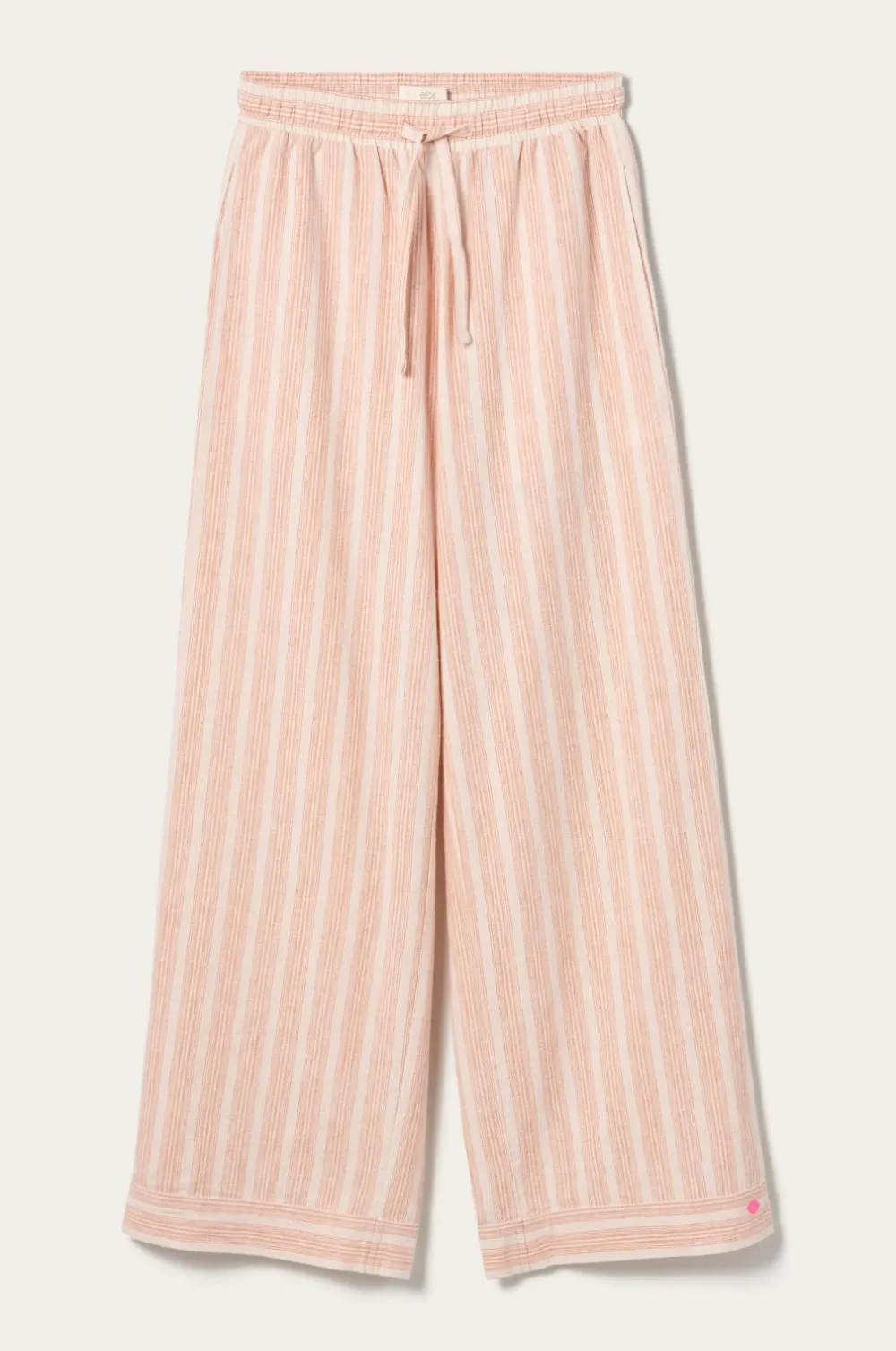 Ellos Home Natbukser Elly Stripe i genanvendt halvlinned Mørk abrikos Discount