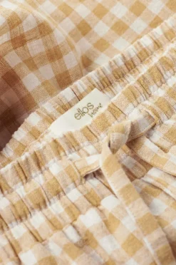 Ellos Home Pyjamasshorts Elly Check i genanvendt halvlinned Guldgul
