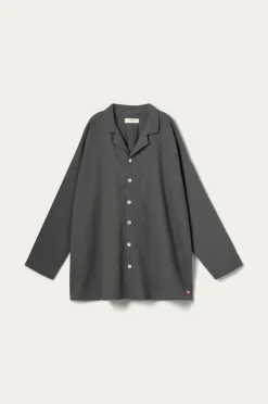 Ellos Home Pyjamasskjorte Long Sleeve Shirt Elly i genanvendt halvlinned Åskgrå Sale